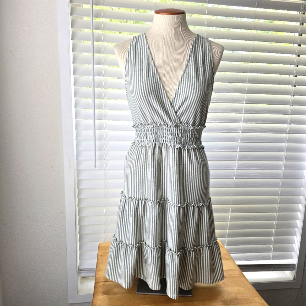 American Eagle Outfitters green and white stripe dress
